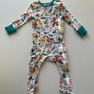 Frugi zoo animals safari footed onesie bodysuit footie - 6 / 12 months